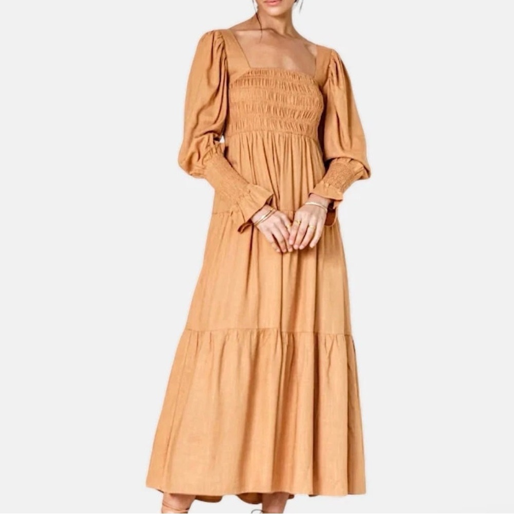 Girl and the Sun Smocked Bohemian Long Sleeve Lined Dress